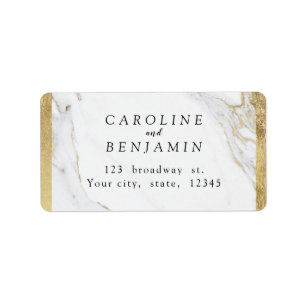 Faux guld foil marble lyxury modern adress adressetikett