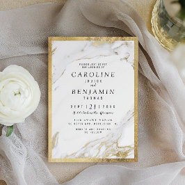 Faux guld foil marble lyxury modern bröllop inbjudningar