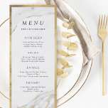 Faux guld foil marble lyxury modern bröllop-meny meny<br><div class="desc">Fantastisk marmorerad bakgrundsdesign med faux guld foil fet gräns och detaljer,  elegantens moderna,  enkla design,  snyggt och chic,  underbara bröllop-menykort för modernt bröllop,  lyxfritt bröllop och vintersemi-Gloss avslutar pappert valt. Se alla matchande delar i samlingen nedan.</div>