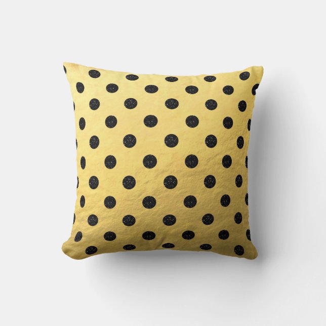 Faux Guld Foil med Black Dots Dekorativ kudde (Framsida)