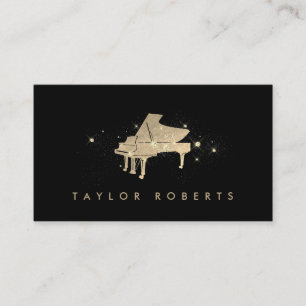 Faux guld foil och glitter piano visitkort