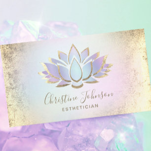 faux guld foil och pastel lotus esthetician visitkort
