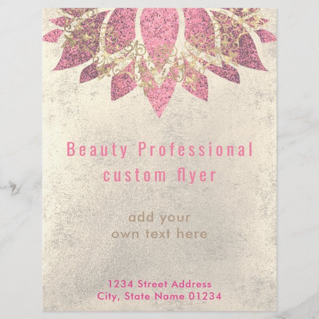 FAUX guld foil och shock rosa lotus skincare Reklamblad (Framsidan)