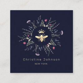 Faux guld foil Queen Bee wildblommor ram Fyrkantigt Visitkort