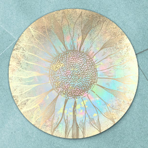 faux guld foil solros runt klistermärke