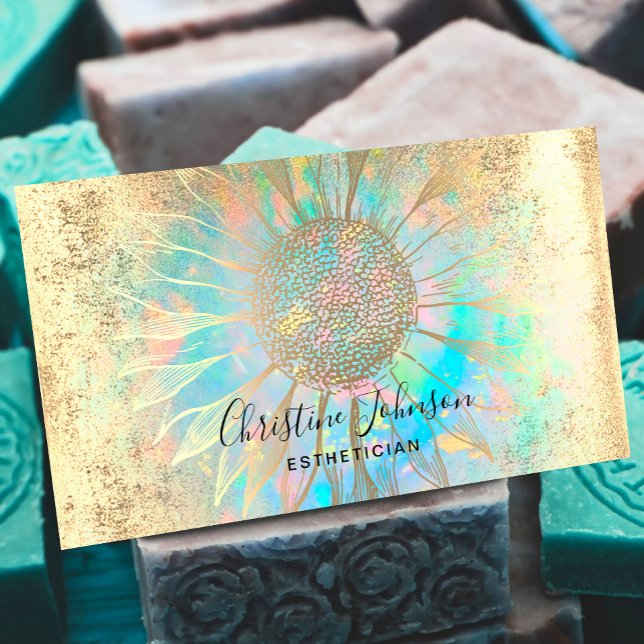 faux guld foil solrosblomma logotyp visitkort (Skapare uppladdad)