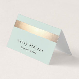 Faux Guld Foil Stripe Elegant Light Blue Chic Visitkort
