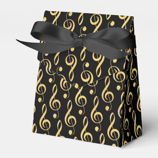 Faux Guld Foil Treble Clef Musical Favor Box Presentaskar (Framsidan Sidan)