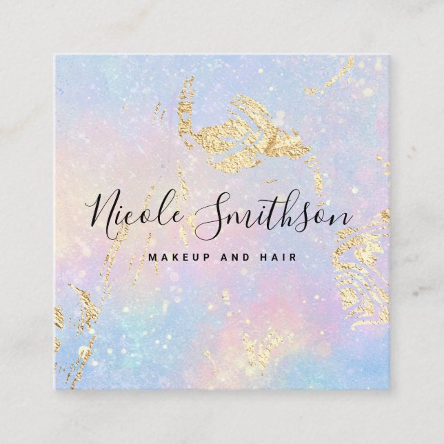 FAUX guld-folie, pastel färg Fyrkantigt Visitkort (Framsida)