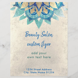 FAUX guld folie teal blue lotus logotyp design Reklamblad