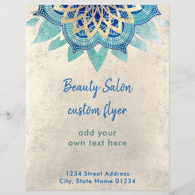 FAUX guld folieblått lotus logotyp Reklamblad (Framsidan)