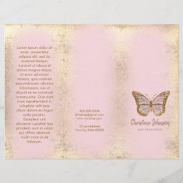 Faux guld foliedesign rosa butterfly brochyr
