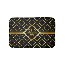 FAUX Guld Geometric Mönster med Monogram på BLACK