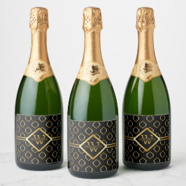 FAUX Guld Geometriskt Mönster med Monogram på SVAR