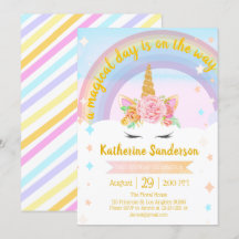 Faux Guld Girls Magic Unicorn Rainbow Birthday