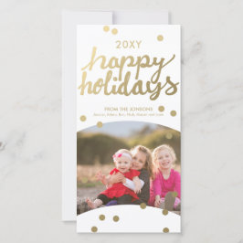 Faux Guld Glad helg Handwrite 8x4-fotokort Julkort