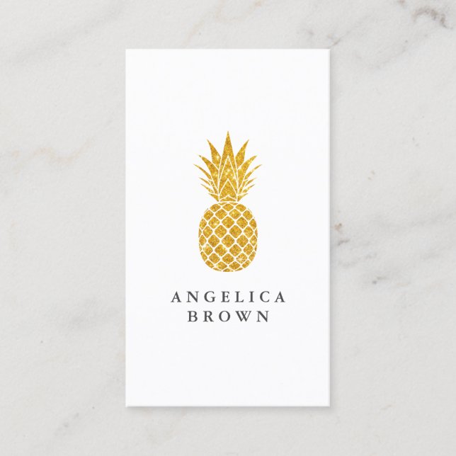 Faux Guld Glitter ananas, Affärskort Visitkort (Framsida)