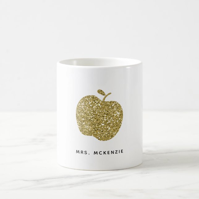 Faux Guld Glitter Apple | Lärarkaffe Mugg (Center)