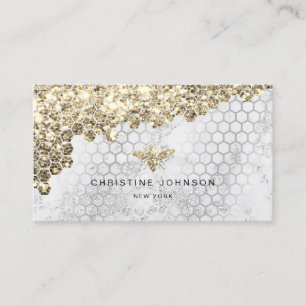 faux guld glitter bi på grått visitkort