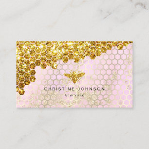 faux guld glitter bi på rosa design visitkort