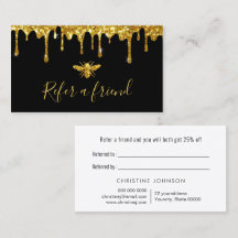 faux guld glitter bin på svarta remisskort
