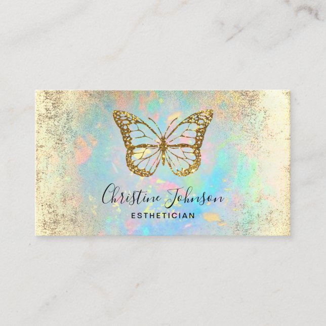 faux guld glitter butterfly logotyp visitkort (Framsida)