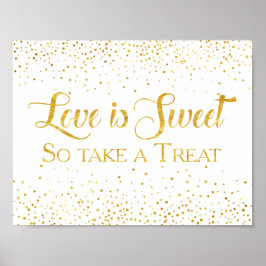 Faux Guld Glitter Confetti Bröllop Dessert-tecken Poster