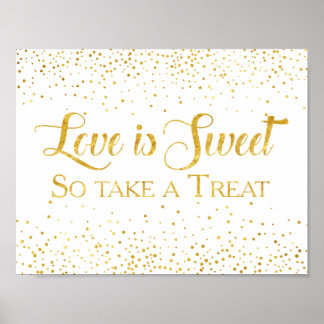 Faux Guld Glitter Confetti Bröllop Dessert-tecken Poster