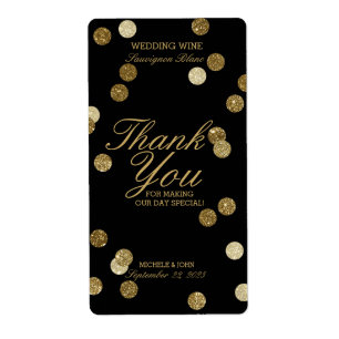 Faux Guld Glitter Confetti Bröllop Vin Fraktsedel