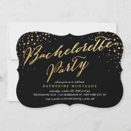 Faux Guld Glitter Confetti Chic Bachelorette Party Inbjudningar