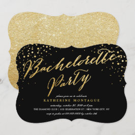 Faux Guld Glitter Confetti Chic Bachelorette Party Inbjudningar