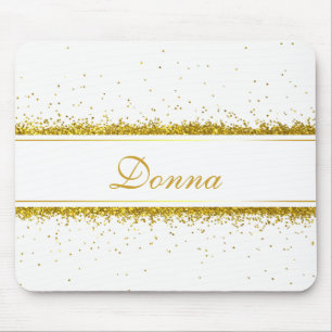 Faux Guld Glitter Confetti Namn - Mousepad Musmatta