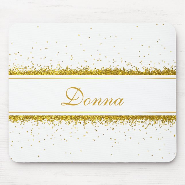 Faux Guld Glitter Confetti Namn - Mousepad Musmatta (Framsidan)