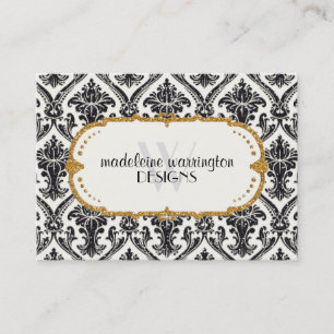 Faux Guld Glitter Damask Blommönster Business Tidsbeställning Kort