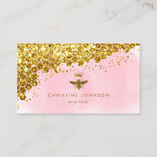 faux guld glitter drottbee visitkort