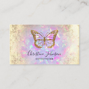 faux guld glitter-fjäril på lavender opal visitkort