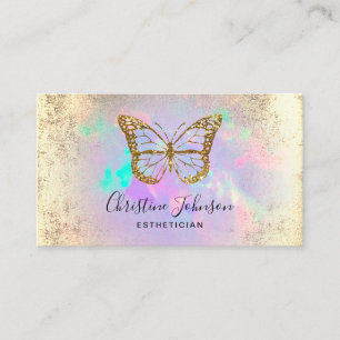 faux guld glitter-fjäril på opal gemstone visitkort