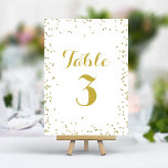 Faux Guld Glitter Foil Elegant confetti Small Dots Bordsnummer<br><div class="desc">Lägg till en aning finare och sofistikerad på bröllopsmottagningen med de här bordsnumren i eleganten. De här korten skapar ett modernt och chic utseende med en känslig spridning av faux-konetti-konfetti-glitter mot en skarp vit bakgrund. Anpassa enkelt till bordsnumren för ett sammanhängande och minnesvärt bord-läge.</div>