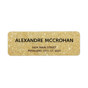 Faux Guld Glitter Foil Returadress Etikett