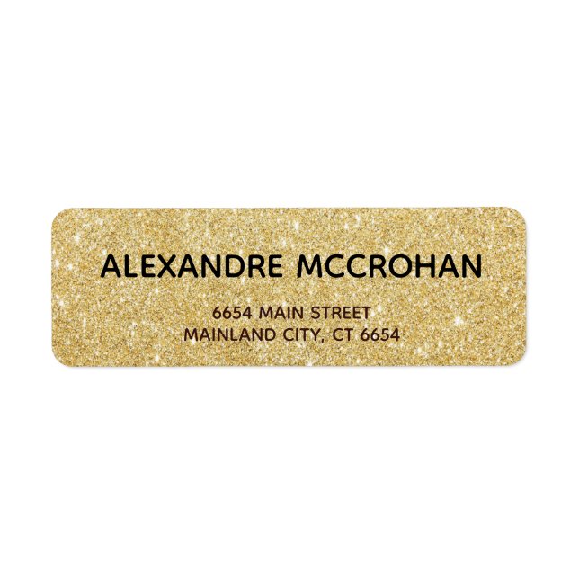 Faux Guld Glitter Foil Returadress Etikett (Framsidan)