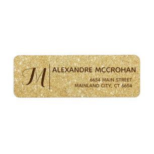 Faux Guld Glitter Foil Returadress Returadress Etikett