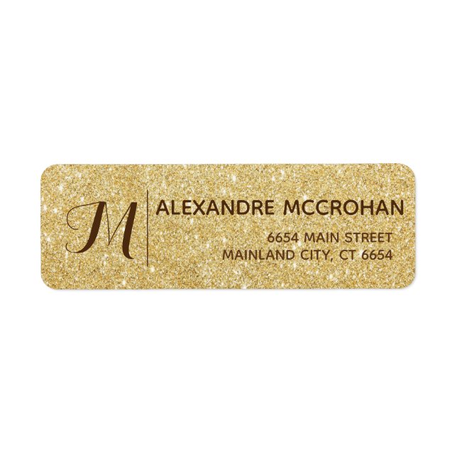 Faux Guld Glitter Foil Returadress Returadress Etikett (Framsidan)