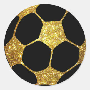 Faux Guld Glitter fotbolls-herre Runt Klistermärke