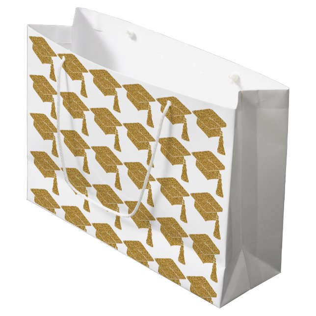 Faux Guld Glitter Grad Cap Studenten (Framsidan Vinklad)