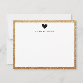 Faux Guld Glitter Gräns Heart Personlig Tack Kort
