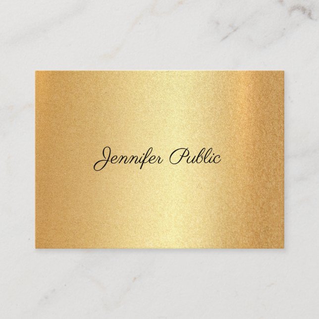 Faux Guld Glitter Hand Script Elegant Calligraphy Visitkort (Framsida)