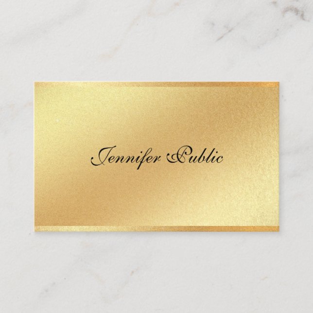 Faux Guld Glitter Hand Script Elegant Calligraphy Visitkort (Framsida)