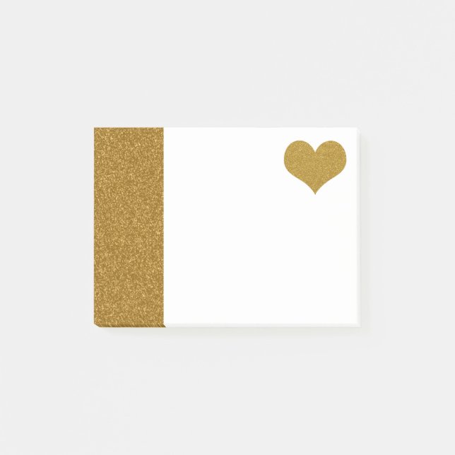 FAUX Guld Glitter Heart (tryckt platt) Post-it Block (Framsida)