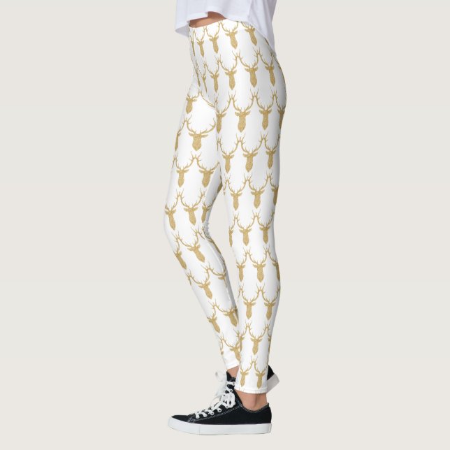 Faux Guld Glitter jul Hjort Leggings (Vänster)