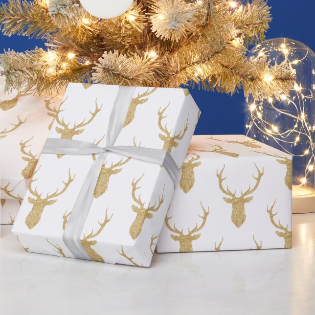 Faux Guld Glitter jul Hjort Presentpapper (Helgdagar)